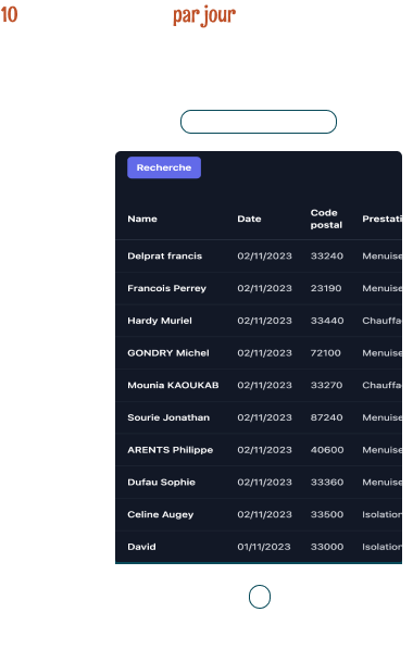 Interface mobile de gestion des prospects